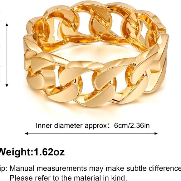 Gold Hinge Cuff Bracelet for Women Elegant 18K Gold Plated Brass Stylish - Picture 6 of 6